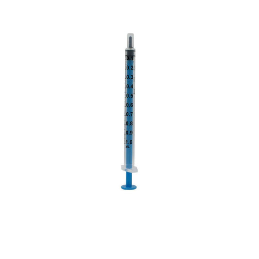 Jeringas Acuject de 1 ml con espacio muerto reducido, de color azul