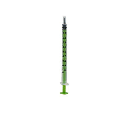 Jeringas Acuject de 1 ml con bajo espacio muerto, color verde