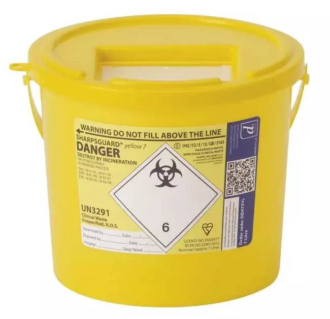 Sharps Guard - 7 Litre Sharpsguard Yellow Sharps Bin - SHA0007 UKMEDI.CO.UK UK Medical Supplies