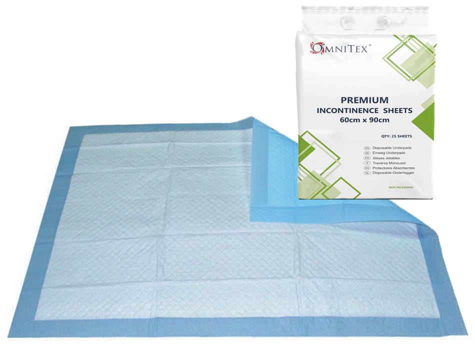 Omnitex Sábanas desechables premium para incontinencia de cama, 60 cm x 90 cm, paquete de 25