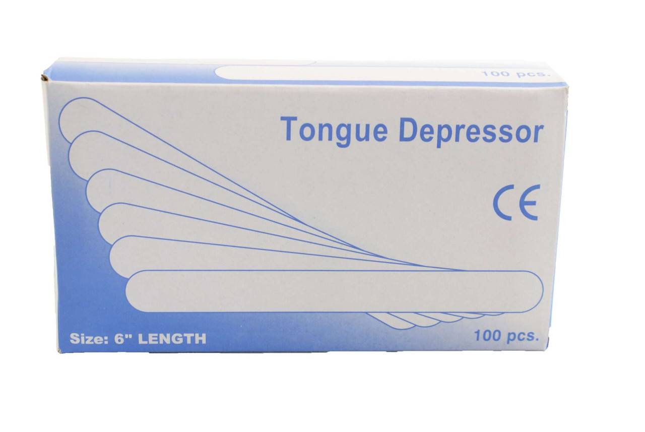 Depresores de lengua de madera 6 pulgadas Caja de 100