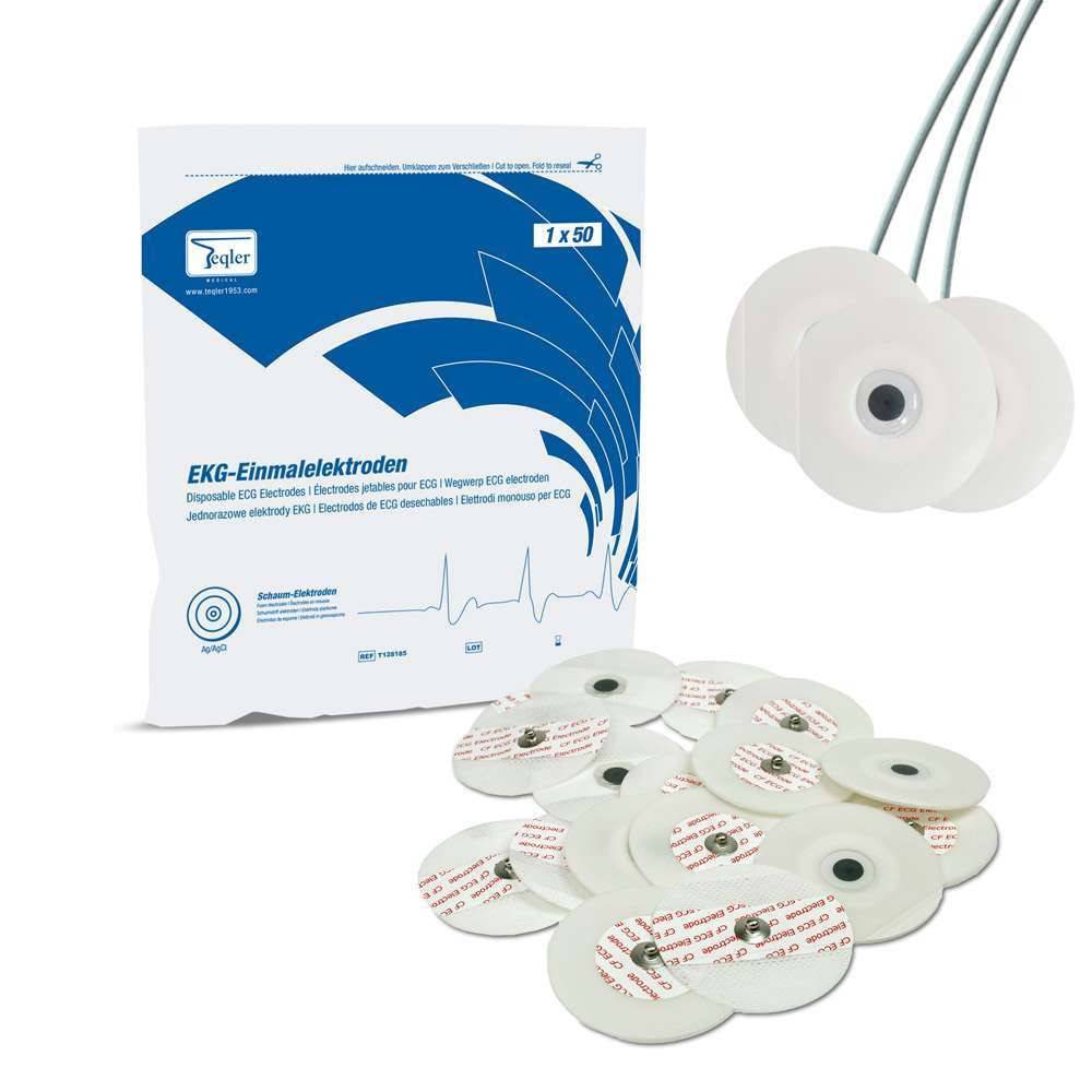 Electrodos de espuma ECG para adaptadores de botón, paquete de 50 Teqler