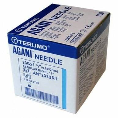 Agujas Terumo Agani azules de 23g de 1,25 pulgadas