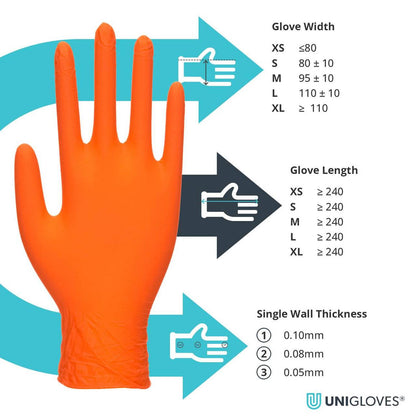 Guantes de nitrilo Unigloves de color naranja perlado